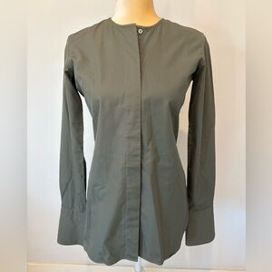 Charvet Green 100% Cotton Button Down Shirt Blouse , Sz XS, French Cuffs